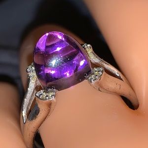 Cabochon cut Amethyst Pain de Sucre Style Pyramid Ring
